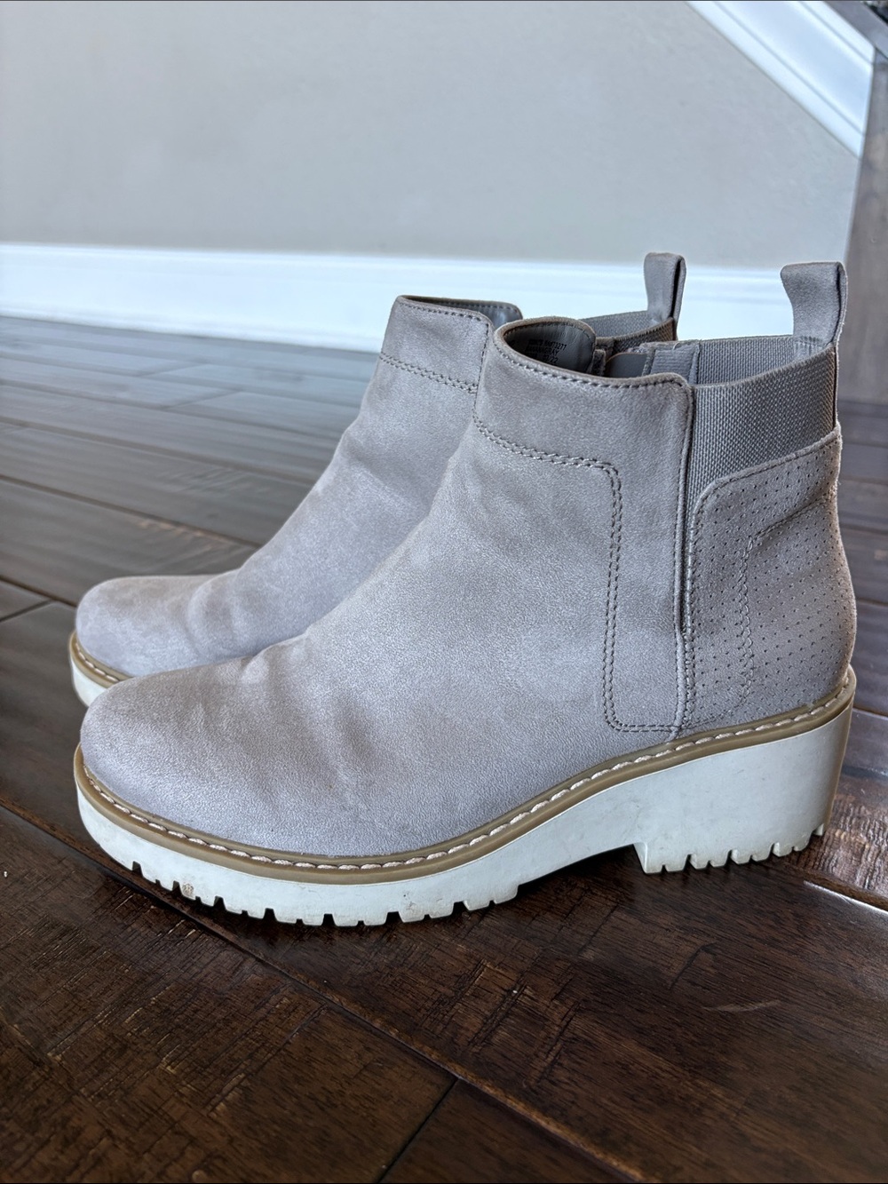 Sonoma Taupe Suede Platform Chelsea Ankle Booties